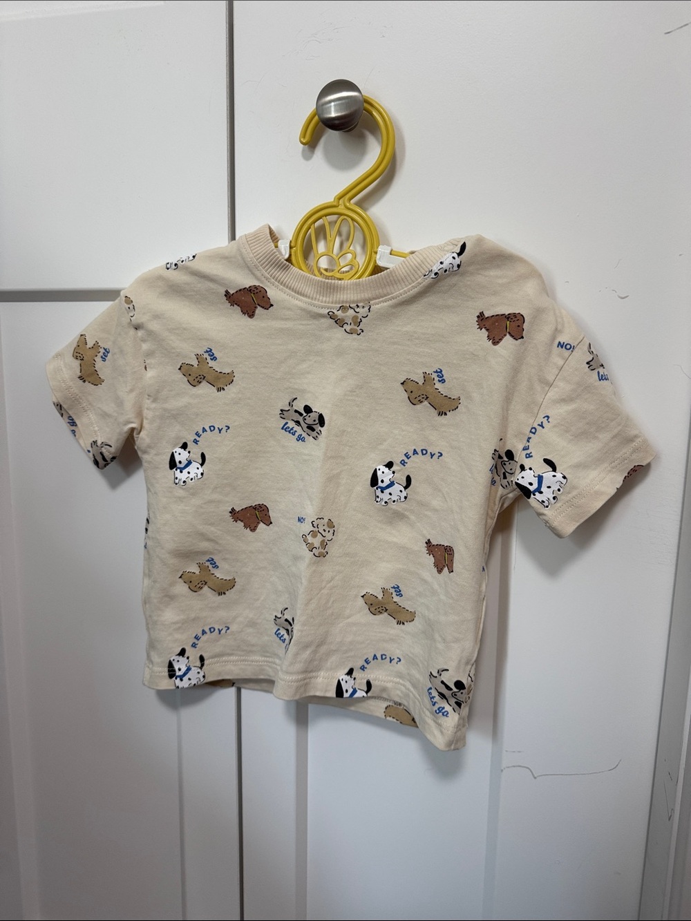 H&M Beige Kids Short-Sleeve Tee with Dog Print